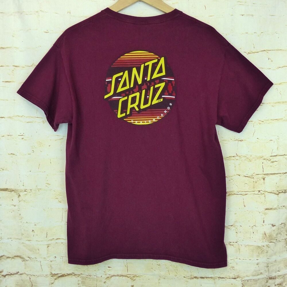 Santa Cruz Skateboards Shirt Mens L Burgundy Classic Dot Graphic Tee Skate 90s - Picture 2 of 12